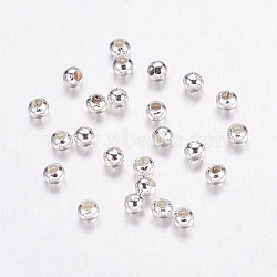 Brass Spacer Beads, Seamless, Silver Color Plated, Round, 2.4mm, Hole: 0.8mm(X-J0K2D022)