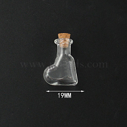 Mini High Borosilicate Glass Bottle Bead Containers Bead Containers, Wishing Bottle, with Cork Stopper, Heart, Clear, 2.4x1.9cm(BOTT-PW0001-261B)