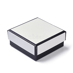 Paper Jewelry Set Boxes, with Black Sponge, for Necklaces and Earring, Square, White, 7.2x7.3x3.1cm(CON-C007-05A-02)