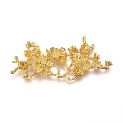 Electroplated Alloy Rhinestone Settings, Branch with Flower, Real 18K Gold Plated, Fit For 2~5mm Rhinestone, 27x57x5mm(PALLOY-I176-15G)