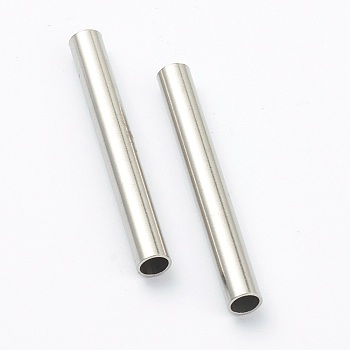 304 Stainless Steel Beads, Tube Beads, Stainless Steel Color, 50x5mm, Hole: 4mm