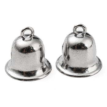 316 Surgical Stainless Steel Charms, Bell Charm, Stainless Steel Color, 14x13.5mm, Hole: 2mm