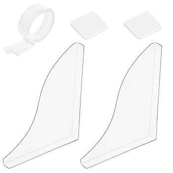 AHANDMAKER Plastic Windproof Stop Protect Clips, with Acrylic Curved Splash Guard & Acrylic Adhesive Tape, White, 45x50x10mm, 2pcs/set, 1set
