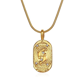 Constellations Cubic Zirconia Pendant Necklace, with Golden Stainless Steel Round Snake Chains, Pisces, 17.72 inch(45cm)