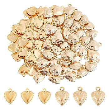 120Pcs 2 Style 304 Stainless Steel Charms, Heart, Golden, 10~12x8~9x0.8~3mm, Hole: 1mm, 60pcs/style