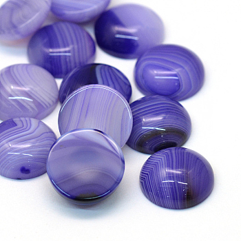 Dyed Natural Striped Agate/Banded Agate Cabochons, Half Round/Dome, Mauve, 16x6~7mm