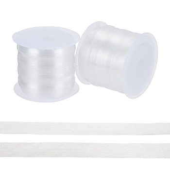 2 Rolls 2 Style Transparent Elastic Shoulder Strap, for Sewing Bra Straps Making, Clear, 8~10x0.2mm, 1roll/style