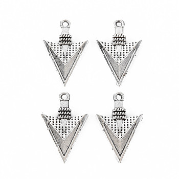 Tibetan Style Alloy Pendant Rhinestone Settings, Cadmium Free & Lead Free, Triangle, Antique Silver, Fit For 0.5mm Rhinestone, 23x15x2mm, Hole: 1.5mm, about 570pcs/1000g