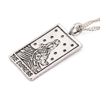 Alloy Pendant Necklaces, with Singapore Chains, Tarot Necklaces, The Empress, 16.14 inch(41cm)