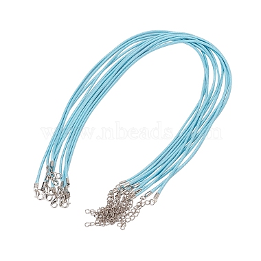 2mm Light Sky Blue Waxed Cord Necklaces