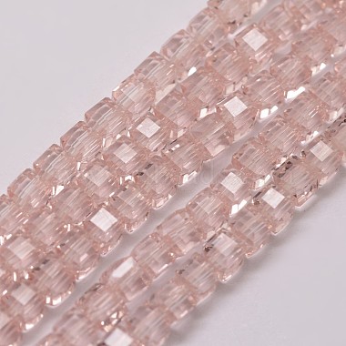 4mm Pink Cube Glass Beads