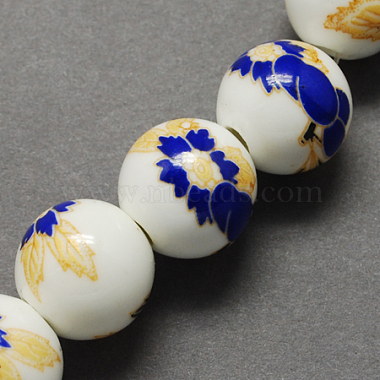 Perles de porcelaine imprimées manuelles(PORC-Q199-12mm-04)-2