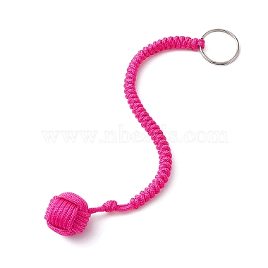 Outdoor Polyester & Spandex Cord Ropes Braided Wood Ball Keychains(KEYC-JKC00570)-2