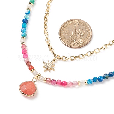 Teardrop Natural Agate Beads & White Jade Pendant Necklace Sets(NJEW-JN04093)-5