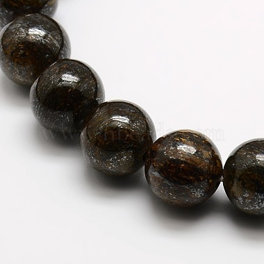 Rondes bronzite naturelle perles brins(G-P059B-01)-2