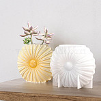 3D Sunflower DIY Silicone Vase Molds, Resin Casting Molds, for UV Resin, Epoxy Resin Craft Making, White, 101x122x48.5mm, Inner Diameter: 64.5x33.5mm(SIMO-G010-11)