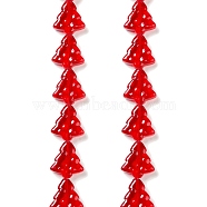 Transparent Glass Bead Strands, Christmas Trees, Red, 15.5~16x14.5~15x4.5~5mm, Hole: 1mm, about 40pcs/strand, 25.20~25.59(64~65cm)(EGLA-C002-A04)