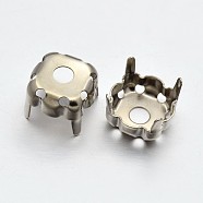 Square Brass Rhinestone Claw Settings, Platinum, 6x6x0.25mm, Fit for 6x6mm square cabochon(X-KK-O084-05-6x6mm)