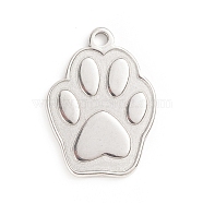 304 Stainless Steel Pendants, Dog Paw Print, Stainless Steel Color, 30x22x2mm, Hole: 2.5mm(STAS-D174-13P)