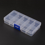 (Defective Closeout Sale), Plastic Bead Storage Containers, Stationary 10 Compartments, Rectangle, Clear, 13x6.8x2.1cm(CON-XCP0000-01)