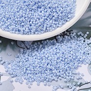 MIYUKI Delica Beads, Cylinder, Japanese Seed Beads, 11/0, (DB1527) Matte Opaque Light Sky Blue AB, 1.3x1.6mm, Hole: 0.8mm, about 10000pcs/bag, 50g/bag(SEED-X0054-DB1527)
