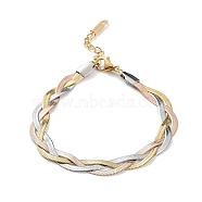 Ion Plating(IP) 304 Stainless Steel Herringbone Chains Bracelet for Women, Multi-color, 6-7/8 inch(17.5cm)(BJEW-F466-03M)