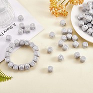 108 Pcs White Cube Silicone Beads Letter Number Square Dice Alphabet Beads with 2mm Hole Spacer Loose Letter Beads for Bracelet Necklace Jewelry Making, Gray, 12mm, Hole: 2mm(JX438E)