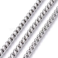 304 Stainless Steel Box Chains, Unwelded, Stainless Steel Color, 4.5mm, Link: 4.5x4x2.5mm(STAS-P219-23-E)