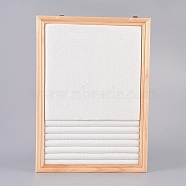 Linen Slotted Ring Display Stand, with Wood Frame, Rectangle, Linen, 35x25x2.25cm(ODIS-E015-01)