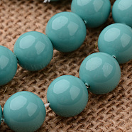 Polished Round Grade A Shell Pearl Bead Strands, Dark Turquoise, 8mm, Hole: 1mm, about 49pcs/strand, 16 inch(BSHE-M027-8mm-17)