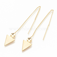 Brass Stud Earring Findings, Ear Threads, Triangle, Nickel Free, Real 18K Gold Plated, 90mm, 20.5x12mm, pin: 0.6mm, Tray: 5mm(X-KK-S345-069)