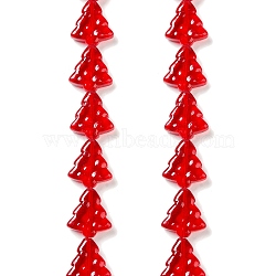 Transparent Glass Bead Strands, Christmas Trees, Red, 15.5~16x14.5~15x4.5~5mm, Hole: 1mm, about 40pcs/strand, 25.20~25.59(64~65cm)(EGLA-C002-A04)