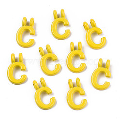 Spray Painted Alloy  2-Loop Link Pendants, Cadmium Free & Lead Free, Letter, Letter.C, 13.5x8x1.5mm, Hole: 2mm(PALLOY-T075-48C-RS)