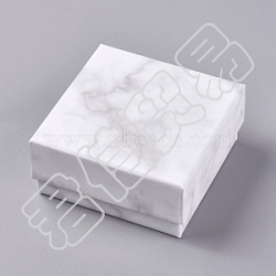 Square Kraft Cardboard Jewelry Boxes, Marble Pattern Necklace Pendant Boxes, for Jewelry, White, 7.5x7.5x3.55cm(AJEW-CJ0001-19)