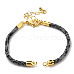 Nylon Cords Bracelet Makings Fit for Connector Charms, with Brass Findings and 304 Stainless Steel Lobster Claw Clasps, Long-Lasting Plated, Gray, 6-1/2~6-3/4 inch(16.5~17cm), Hole: 1.8mm(AJEW-P116-02G-07)