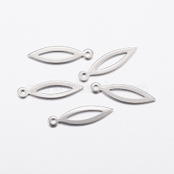 304 Stainless Steel Pendants, Hollow Horse Eye, Stainless Steel Color, 19.5x5.5x0.8mm, Hole: 1.2mm(STAS-L200-43P)