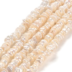 Natural Keshi Pearl Beads Strands, Cultured Freshwater Pearl, Baroque Pearls, Nuggets, Grade 5A, Beige, 3.5~5x3~4x1~3mm, Hole: 0.7mm, about 204~216pcs/strand, 14.37~14.57 inch(36.5~37cm)(PEAR-J007-28)