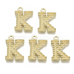 Alloy Pendants, Cadmium Free & Nickel Free & Lead Free, Initial Letter, Real 18K Gold Plated, 20.5x20.5x14mm, Hole: 2mm(X-PALLOY-N157-002K-NR)