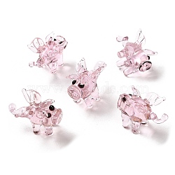 HHandmade Lampwork Home Decorations, 3D Pig Ornaments for Gift, Misty Rose, 27~28x15~16x19~20mm(LAMP-K039-25)