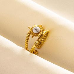 304 Stainless Steel Sun Cuff Rings, Love Design Glass Open Ring for Women Men(DM8672-9)