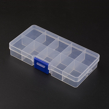 (Defective Closeout Sale), Plastic Bead Storage Containers, Stationary 10 Compartments, Rectangle, Clear, 13x6.8x2.1cm