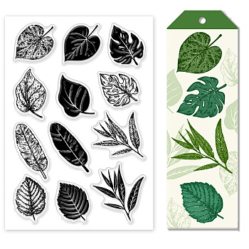 Custom PVC Plastic Clear Stamps, for DIY Scrapbooking, Photo Album Decorative, Cards Making, Leaf, 160x110mm