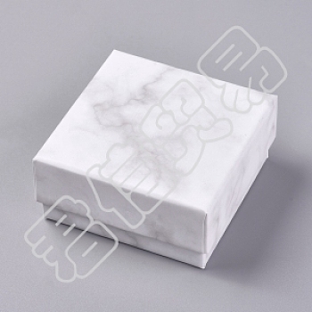 Square Kraft Cardboard Jewelry Boxes, Marble Pattern Necklace Pendant Boxes, for Jewelry, White, 7.5x7.5x3.55cm
