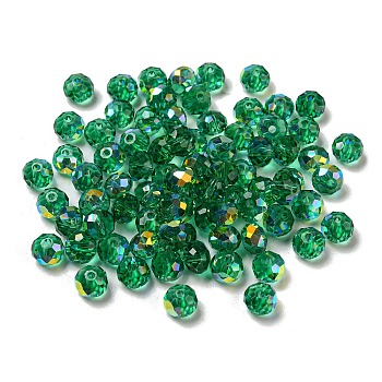 Electroplate Glass Beads, Rondelle, Sea Green, 6x4mm, Hole: 1.4mm, 100pcs/bag