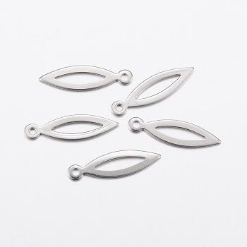 304 Stainless Steel Pendants, Hollow Horse Eye, Stainless Steel Color, 19.5x5.5x0.8mm, Hole: 1.2mm