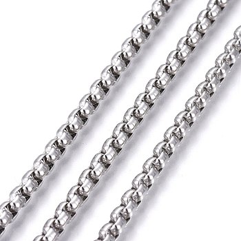 304 Stainless Steel Box Chains, Unwelded, Stainless Steel Color, 4.5mm, Link: 4.5x4x2.5mm