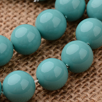 Polished Round Grade A Shell Pearl Bead Strands, Dark Turquoise, 8mm, Hole: 1mm, about 49pcs/strand, 16 inch