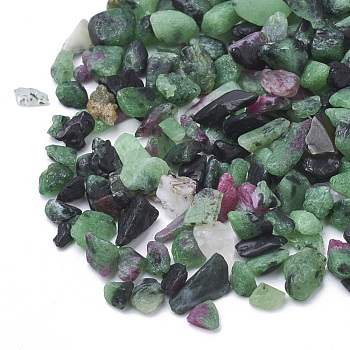 Natural Ruby in Zoisite Gemstone Beads, No Hole Beads, Chip, 1~15x1~15x0.5~5mm, about 450g/bag