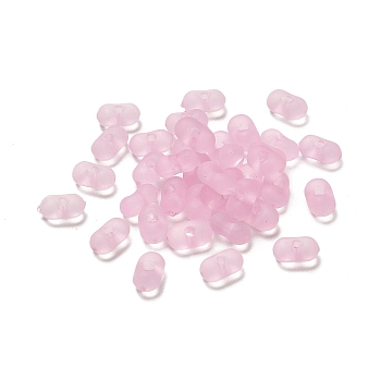 Transparent Acrylic Beads, Frosted, Peanut, Pearl Pink, 6x4x3mm, Hole: 1mm, about 10230pcs/500g