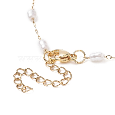 Glass Pearl Link Chain Necklace(NJEW-JN04252)-5